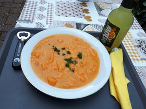 Vegane Süßkartoffelcremesuppe at Genusscelle in Celle