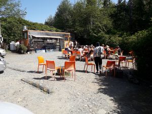 truck and tables at Tacofino - Food Truck in Tofino
