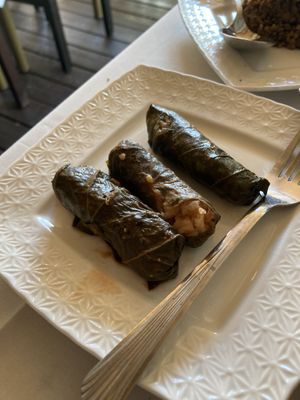 Rice in grape leaves (alei gefen) at El Galil in Amirim