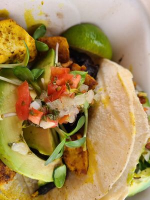 Tofu tacos with mushroom bacon at The Nova Cafe in Bozeman