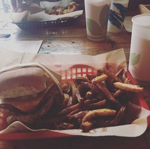 BBQ Western burger, fries and blood orange soda at E Burger in Columbus