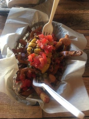 Loaded Fries! So addicting!!! Forever!! Mine, mine, mine all mine ;) at E Burger in Columbus