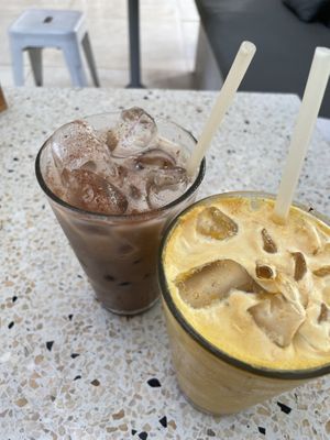 spiced chai (left) and golden milk (right) at Kynd Community - Seminyak in Seminyak