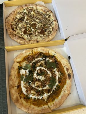 tandoori chicken and carbonara pizza 😋 #Veganuary at Kynd Community - Seminyak in Seminyak