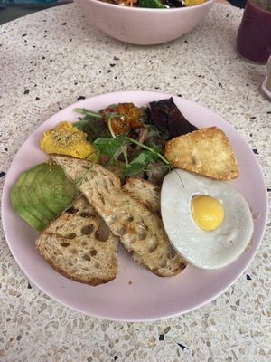 Vegan full breakfast ( look at that vegan egg!)  at Kynd Community - Seminyak in Seminyak