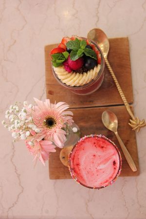 Breakfeast bowl and pink mylk. at Kynd Community - Seminyak in Seminyak