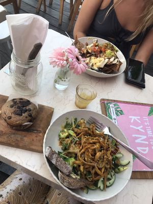 Noodle salad bowl and tortillas with guac  at Kynd Community - Seminyak in Seminyak