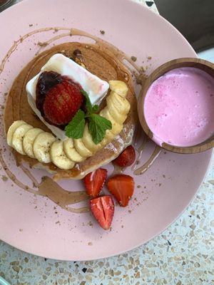 vegan, gluten-free (upon request) cassava pancakes at Kynd Community - Seminyak in Seminyak