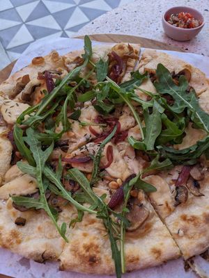 Truffle oil, Wild Mushroom, Thyme, Red Onion caramelized, Pine, Rocket  Peacezza ✌🏾🤗🌟 at Kynd Community - Seminyak in Seminyak