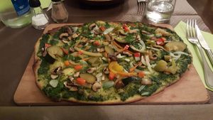 Flambee la potagette at La Cour des Anges in Colmar