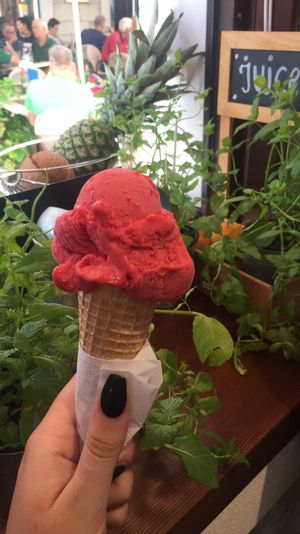 Raspberry sorbet at Gelato Bar Bella in Trogir