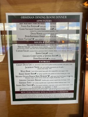   at Obsidian Dining Room @ Old Faithful Snow Lodge in Yellowstone National Park