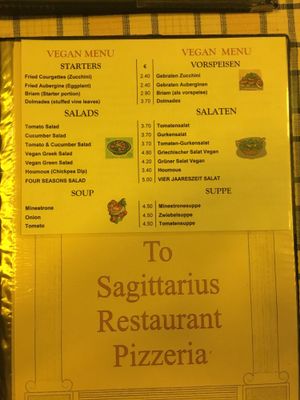 This is just one side of the menu! - I forgot to photograph the other side at Sagittarius Restaurant in Kos