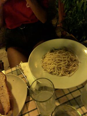 spaghetti aglio ol at Sagittarius Restaurant in Kos