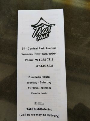 menu at Thai Hut - Food Stand in Yonkers