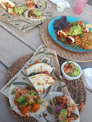 Four of the dishes they veganize for us.  at All Mex'D Up Taco Shop in Port Alberni