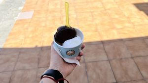 Lemon and dark chocolate ( 3,5€)  at E Cosi Gelateria in Paphos