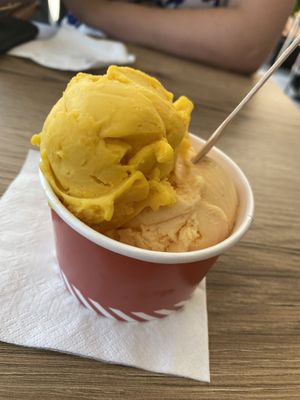 Mango and Melon ice cream  at E Cosi Gelateria in Paphos