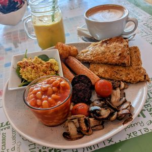 Full works vegan breakfast at Green Onions Cafe in West Kirby