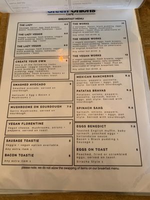 Menu 2  at Green Onions Cafe in West Kirby