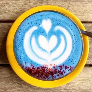 Blue Algae Latte at Buddha Bowl Cafe in Newtown