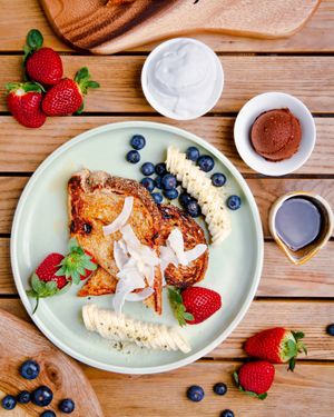 Banana & Coconut French Toast at Buddha Bowl Cafe in Newtown