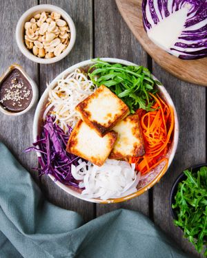 Tamari Noodle Bowl at Buddha Bowl Cafe in Newtown