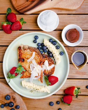 Banana and Coconut French Toast at Buddha Bowl Cafe in Newtown