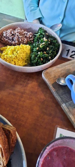 Tofu, kale and brown rice at Buddha Bowl Cafe in Newtown