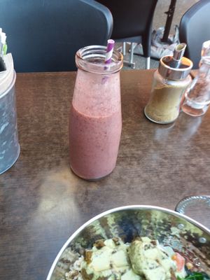 Berry with mylk at Buddha Bowl Cafe in Newtown