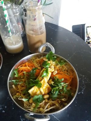 Tofu, noodle bowl at Buddha Bowl Cafe in Newtown