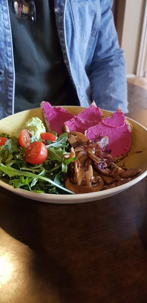 Mushroom sourdough at Buddha Bowl Cafe in Newtown