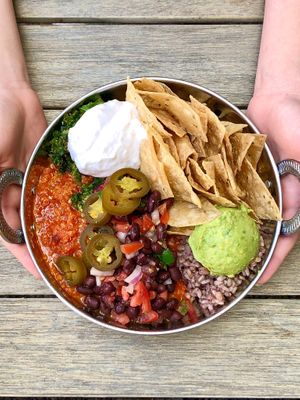 Nacho Bowl at Buddha Bowl Cafe in Newtown