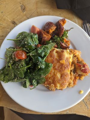 veggie moussaka with salads at Foodilic in Brighton