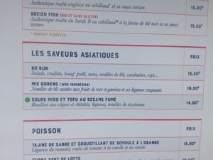 Menu summer 17 - asian with vegan soup option at Le Sarah B in Vannes
