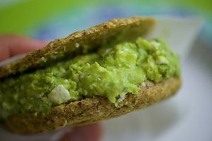 arepa with Feta and avocado at Sanatos Healthy Market in Coral Gables