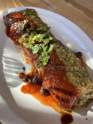 Christmas Vegan breakfast Burrito   at Sweetwater Harvest Kitchen in Santa Fe