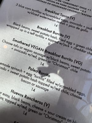 Menu options   at Sweetwater Harvest Kitchen in Santa Fe