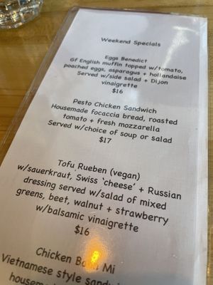 Weekend specials- was told they never change  at Sweetwater Harvest Kitchen in Santa Fe