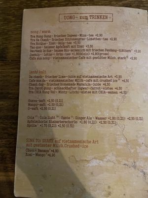 Drink menu  at Chum Chay in Cologne