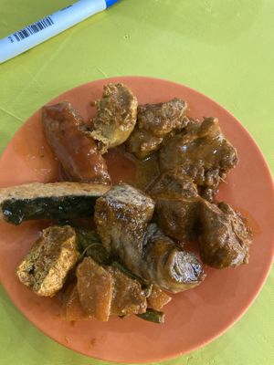 All the vegan meats    at Evergreen Vegetarian House 长青素食之家 in Penang