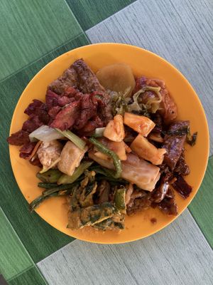 My selection. I’m so full! 😂  at Evergreen Vegetarian House 长青素食之家 in Penang