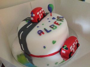 Bus themed carrot cake.. at Vegangela Rose Cakes in Cwmllynfell