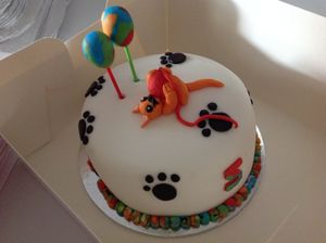 Kitten themed birthday cake. at Vegangela Rose Cakes in Cwmllynfell