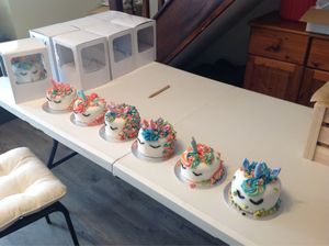 Army of mini unicorn cakes..£12.00 each... at Vegangela Rose Cakes in Cwmllynfell