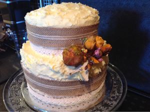 Two tier rustic engagement cake... at Vegangela Rose Cakes in Cwmllynfell