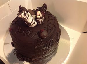 Rich chocolate birthday cake.. at Vegangela Rose Cakes in Cwmllynfell