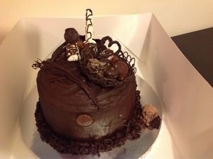 Chocolate rich birthday cake,, at Vegangela Rose Cakes in Cwmllynfell