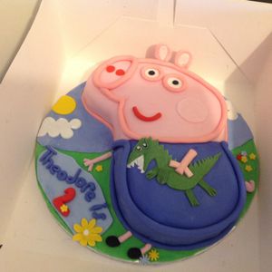 Peppa pig birthday cake. at Vegangela Rose Cakes in Cwmllynfell