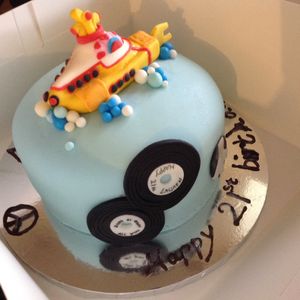 Yellow submarine birthday cake. at Vegangela Rose Cakes in Cwmllynfell